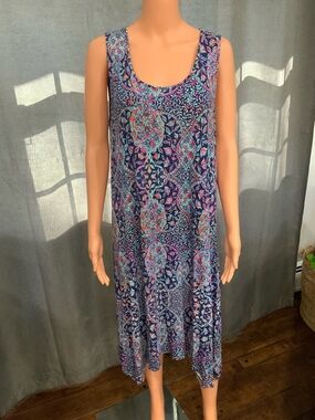 Cynthia Rowley Navy Floral Paisley Scoop Neck Midi Dress